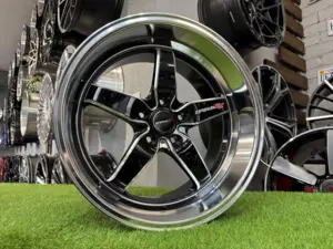 Ratlankis Lenso Project D1SF Style R18X9.5J 5X114.3 ET22 73.1 Black with diamond cut lip 