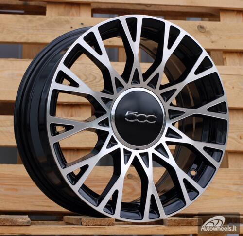 Ratlankis R16x6.5  4X98  ET  35  58.1  Y1283  Black Polished (MB)  For FIAT  (Z3)  (NEW Model 500)