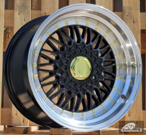 Ratlankis R15x7  4X100  ET  35  73.1  BY479  (BK5616)  Black+Polished Lip (BLPL)  For RACIN  (P)  (BBS Style)