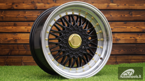 Ratlankis R15x7  4X100  ET  35  73.1  BY479  (BK5616)  Black+Polished Lip (BLPL)  For RACIN  (P+R)  (BBS Style)
