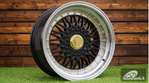 Ratlankis R15x7  4X100  ET  35  73.1  BY479  (BK5616)  Black+Polished Lip (BLPL)  For RACIN  (P+R)  (BBS Style)