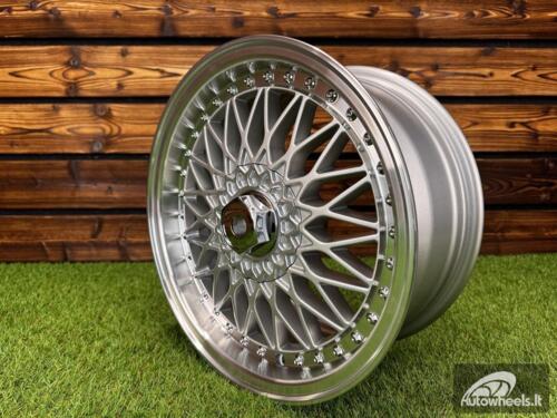 Ratlankis R15x7  4X100  ET  35  73.1  BY479  (BK5616)  Silver+Polished Lip (SP)  For RACIN  (P+Z7+R)  (BBS Style)