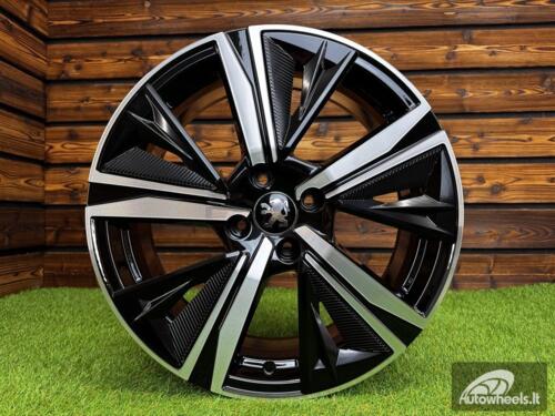 Ratlankis R17x7  5X108  ET  44  65.1  Y1187  (IN5668)  Black Polished (MB)  For PEUG  (K7+Z6)  (NEW Design Carved Spokes)