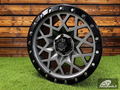 Ratlankis R17x9  6X114.3  ET  0  66.1  JT245  Grey Polished Matt (MGM)  For 4X4  (K3)  (Silver Rivets)
