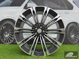 Ratlankis Land Rover 10-Split Spoke Style R24X9.5J 5X120 ET40 72.6 Gun Metal with Diamond Cut for Land Rover