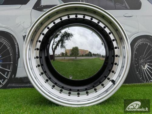 Ratlankis Smoothie Classic Style R18X8J 5X100/5X112 ET40 57.1 Gloss Black with Diamond Cut Lip and Black Rivets