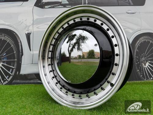 Ratlankis Smoothie Classic Style R18X8J 5X100/5X112 ET40 57.1 Gloss Black with Diamond Cut Lip and Black Rivets
