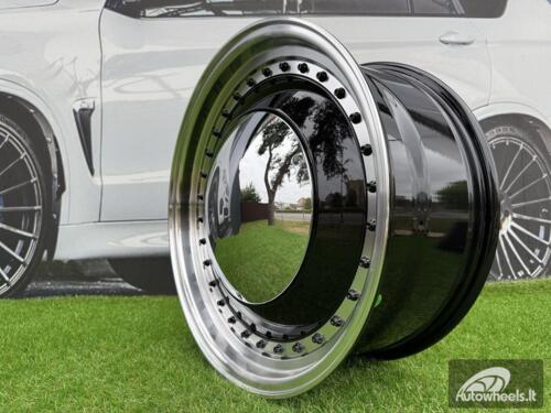 Ratlankis Smoothie Classic Style R18X8J 5X100/5X112 ET40 57.1 Gloss Black with Diamond Cut Lip and Black Rivets