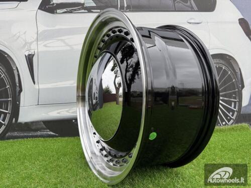 Ratlankis Smoothie Classic Style R18X8J 5X100/5X112 ET40 57.1 Gloss Black with Diamond Cut Lip and Black Rivets