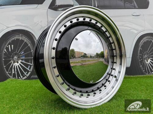 Ratlankis Smoothie Classic Style R18X8J 5X100/5X112 ET40 57.1 Gloss Black with Diamond Cut Lip and Black Rivets