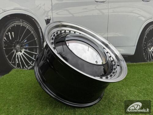 Ratlankis Smoothie Classic Style R18X8J 5X100/5X112 ET40 57.1 Gloss Black with Diamond Cut Lip and Black Rivets