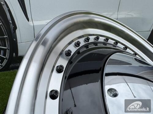 Ratlankis Smoothie Classic Style R18X8J 5X100/5X112 ET40 57.1 Gloss Black with Diamond Cut Lip and Black Rivets