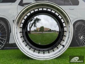 Ratlankis Smoothie Classic Style R18X8J 5X100/5X112 ET40 57.1 Gloss Black with Diamond Cut Lip and Black Rivets