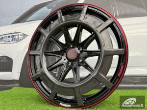 Ratlankis Forged Mercedes Brabus G Class style R22X10J 5X130 ET30 84.1 Gloss Black with Red Lip and Carbon style Cover 