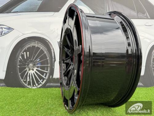 Ratlankis Forged Mercedes Brabus G Class style R23X10J 5X130 ET25 84.1 Gloss Black with Red Lip and Carbon style Cover 