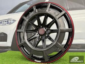 Ratlankis Forged Mercedes Brabus G Class style R24X10J 5X130 ET25 84.1 Gloss Black with Red Lip and Carbon Cover 