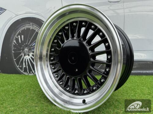 Ratlankis Alpina E30 Style with Lip R17X8J 4X100/4X114.3 ET25 73.1 Black with Diamond Cut Lip