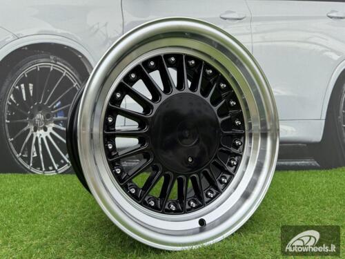 Ratlankis Alpina E30 Style with Lip R17X8J 4X100/4X114.3 ET25 73.1 Black with Diamond Cut Lip
