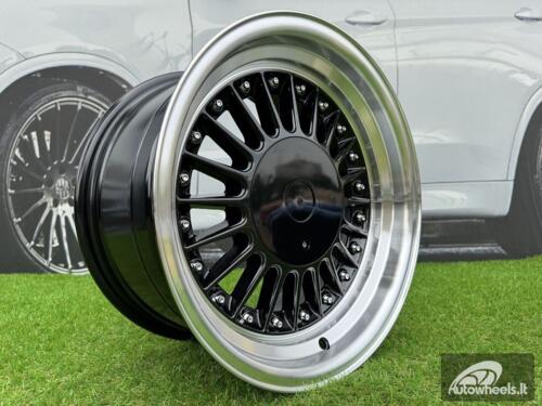 Ratlankis Alpina E30 Style with Lip R17X8J 4X100/4X114.3 ET25 73.1 Black with Diamond Cut Lip