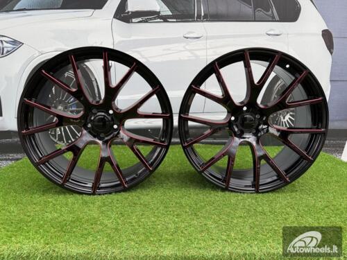 Ratlankis Trackhawk SRT style R22X9J 5X115 ET20 71.5 Gloss Black Red Milled