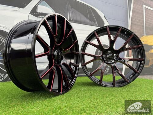 Ratlankis Trackhawk SRT style R22X10J 5X115 ET18 71.5 Gloss Black Red Milled