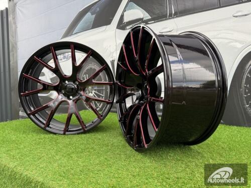 Ratlankis Trackhawk SRT style R22X10J 5X115 ET18 71.5 Gloss Black Red Milled
