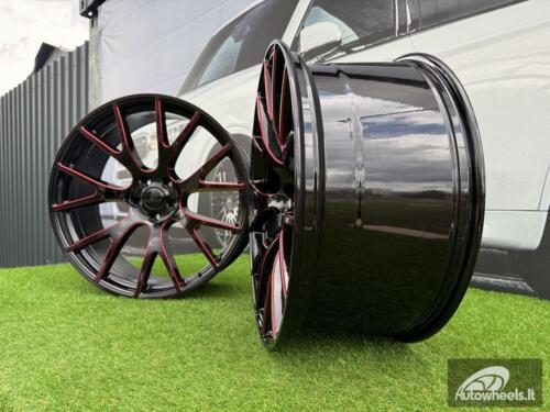 Ratlankis Trackhawk SRT style R22X10J 5X115 ET18 71.5 Gloss Black Red Milled