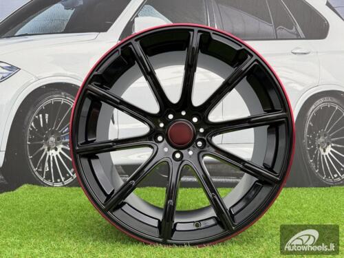 Ratlankis Mercedes Brabus Z Style R22X10J 5X130 ET30 84.1 Black with Red Lip for G Class