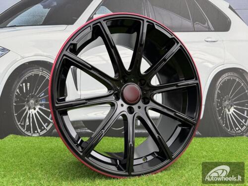 Ratlankis Mercedes Brabus Z Style R22X10J 5X130 ET30 84.1 Black with Red Lip for G Class