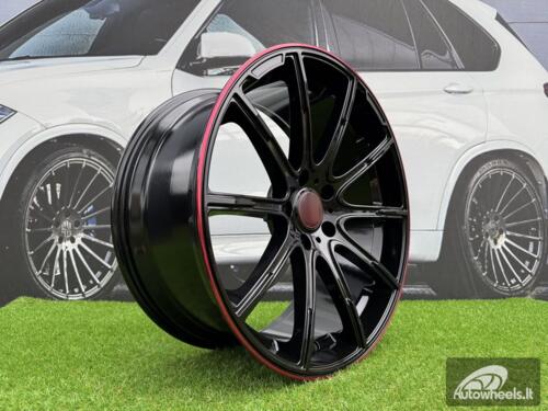 Ratlankis Mercedes Brabus Z Style R22X10J 5X130 ET30 84.1 Black with Red Lip for G Class