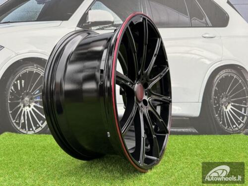 Ratlankis Mercedes Brabus Z Style R22X10J 5X130 ET30 84.1 Black with Red Lip for G Class