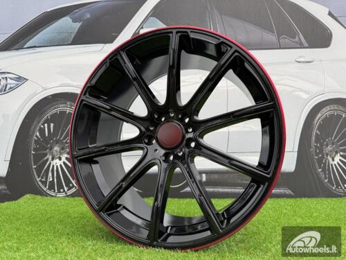 Ratlankis Mercedes Brabus Z Style R22X10J 5X130 ET30 84.1 Black with Red Lip for G Class