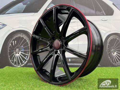 Ratlankis Mercedes Brabus Z Style R22X10J 5X130 ET30 84.1 Black with Red Lip for G Class