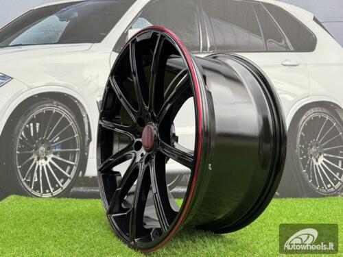 Ratlankis Mercedes Brabus Z Style R22X10J 5X130 ET30 84.1 Black with Red Lip for G Class
