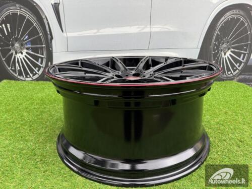 Ratlankis Mercedes Brabus Z Style R22X10J 5X130 ET30 84.1 Black with Red Lip for G Class