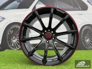 Ratlankis Mercedes Brabus Z Style R22X10J 5X130 ET30 84.1 Black with Red Lip for G Class