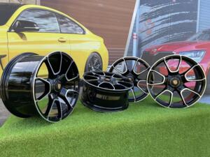 Ratlankis Forged Porsche 911 Carrera Targa style R20X8.5J 5X130 ET50 71.6 Black with Diamond Cut Face (GOES WITH REAR WHEELS IN R21x11.5J)