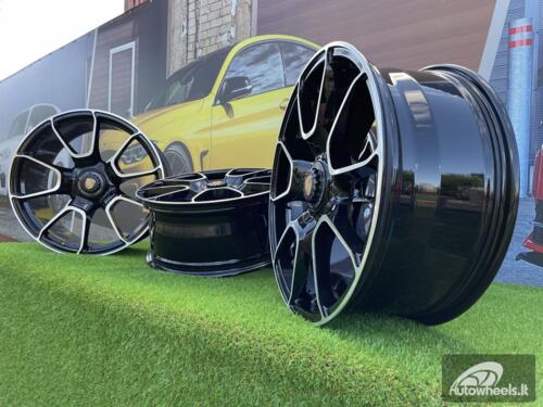 Ratlankis Forged Porsche 911 Carrera Targa style R21X11.5J 5X130 ET67 71.6 Black with Diamond Cut Face (GOES WITH FRONT WHEELS IN R20x8.5J)