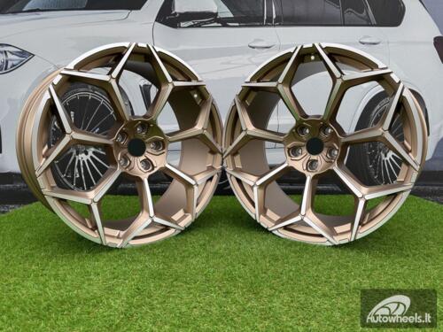 Ratlankis Lamborghini Urus Y Spoke Style R23X10.5J 5X130 ET20 71.6 Gold with Diamond Cut