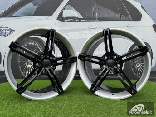 Ratlankis Forged Porsche Taycan style R21X9.5J 5X130 ET60 71.6 Gloss Black with Silver Lip