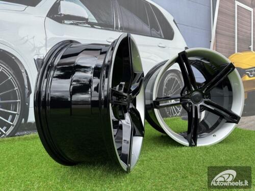 Ratlankis Forged Porsche Taycan style R21X9.5J 5X130 ET60 71.6 Gloss Black with Silver Lip
