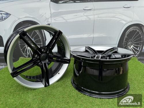 Ratlankis Forged Porsche Taycan style R21X9.5J 5X130 ET60 71.6 Gloss Black with Silver Lip