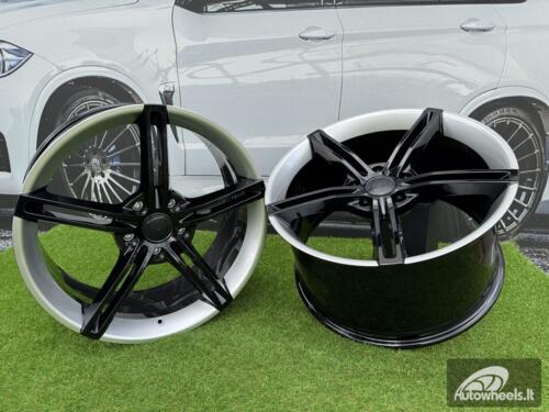 Ratlankis Forged Porsche Taycan style R21X11.5J 5X130 ET66 71.6 Gloss Black with Silver Lip