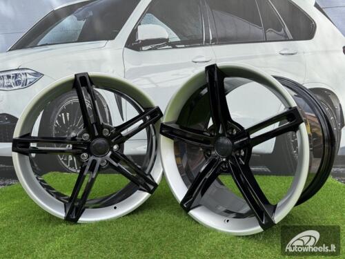 Ratlankis Forged Porsche Taycan style R21X11.5J 5X130 ET66 71.6 Gloss Black with Silver Lip