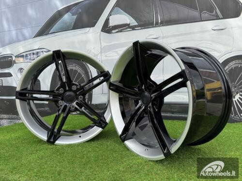 Ratlankis Forged Porsche Taycan style R21X11.5J 5X130 ET66 71.6 Gloss Black with Silver Lip