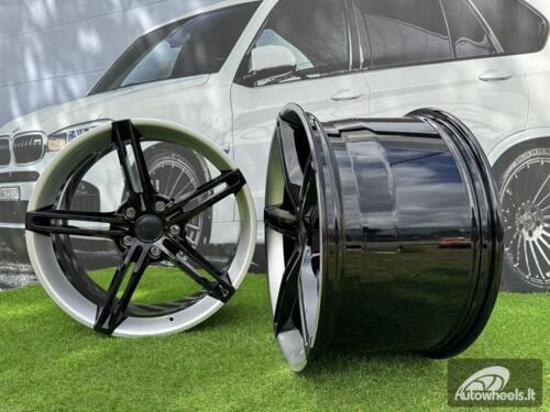 Ratlankis Forged Porsche Taycan style R21X11.5J 5X130 ET66 71.6 Gloss Black with Silver Lip