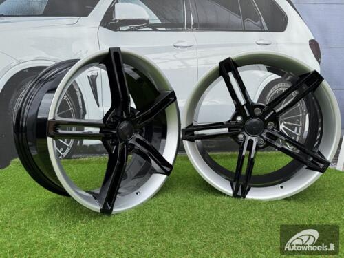 Ratlankis Forged Porsche Taycan style R21X11.5J 5X130 ET66 71.6 Gloss Black with Silver Lip