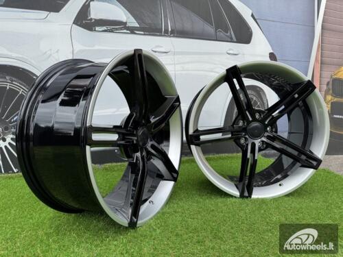 Ratlankis Forged Porsche Taycan style R21X11.5J 5X130 ET66 71.6 Gloss Black with Silver Lip