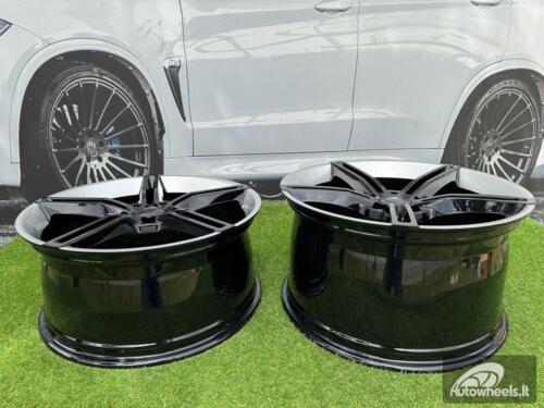 Ratlankis Forged Porsche Taycan style R21X11.5J 5X130 ET66 71.6 Gloss Black with Silver Lip