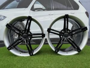 Ratlankis Forged Porsche Taycan style R21X11.5J 5X130 ET66 71.6 Gloss Black with Silver Lip